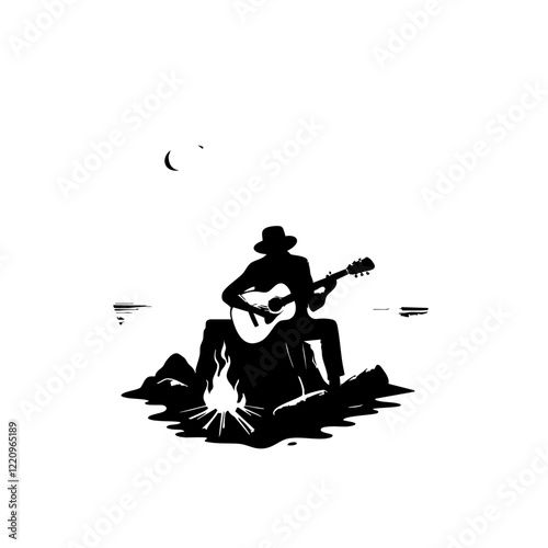 Guitarist Vector Logo Design