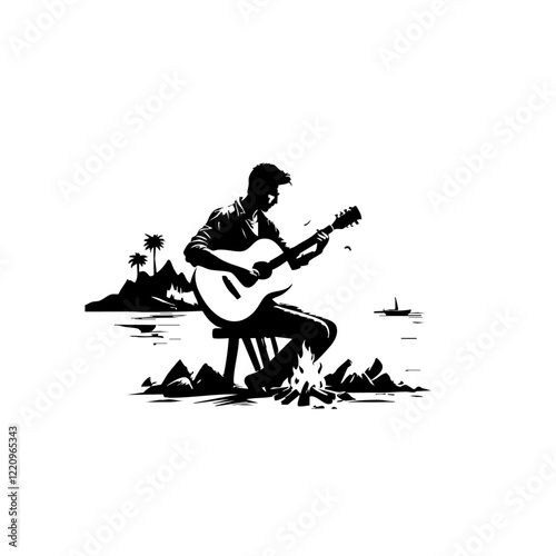 Guitarist Vector Logo Design