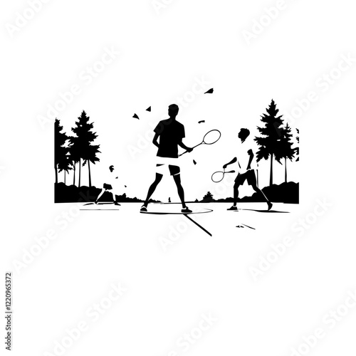 Playing Tennis Vector Logo Design