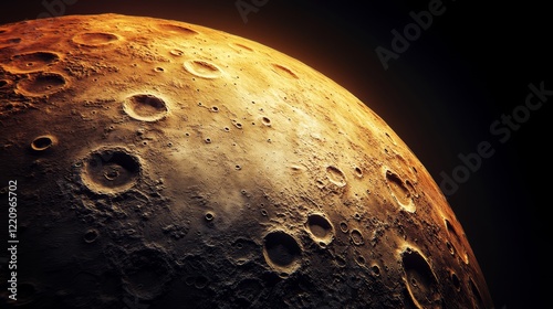 Detailed Glowing Moon with Craters and Textures in 3D View photo