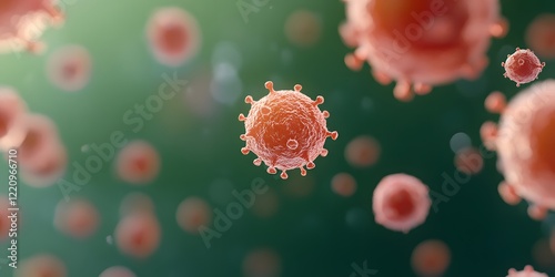 3D Red Virus Cells