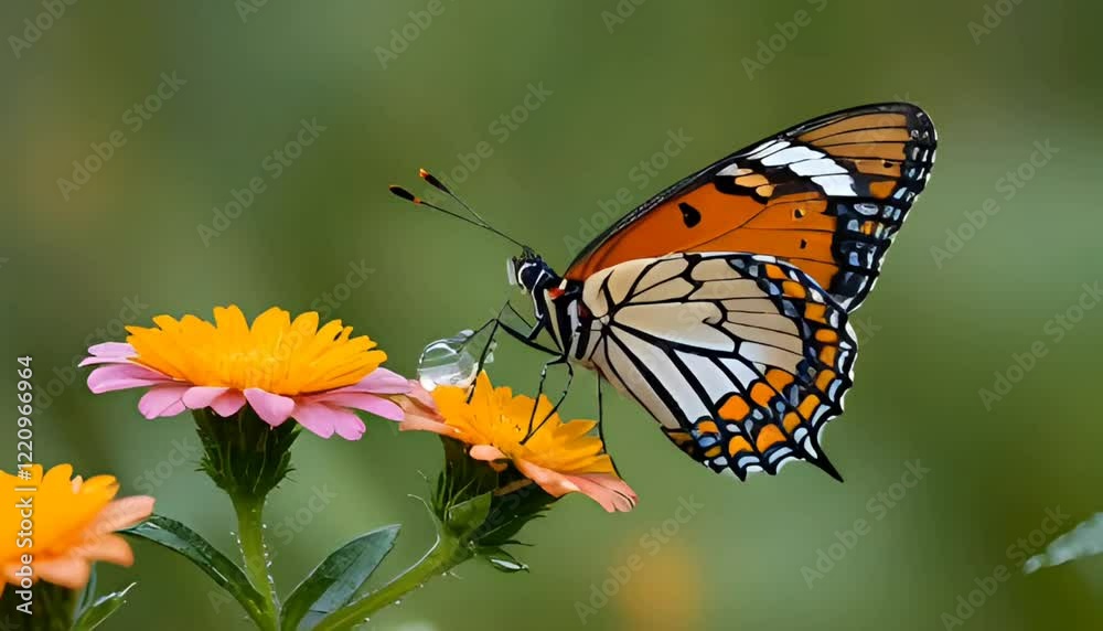 Viceroy Butterfly on Zinnia Flower Viceroy Butterfly on Zinnia Flower