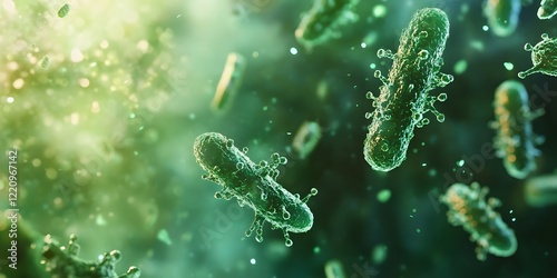 3D Green Bacteria Close-Up