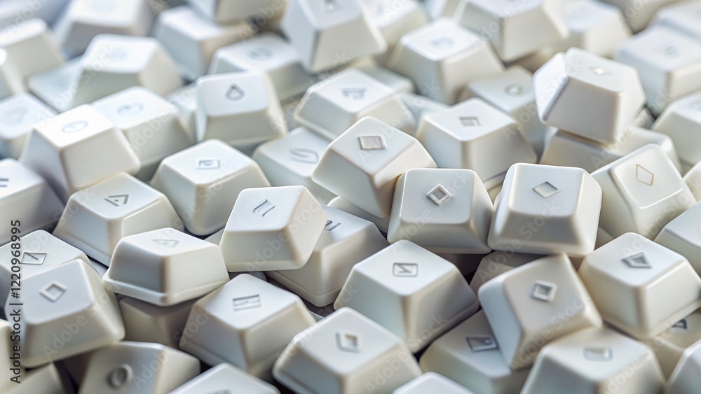 Scattered White Keycaps: Minimalist Tech Background Scattered White Keycaps: Minimalist Tech Background