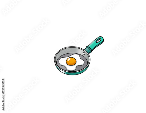 Vector illustration of a cartoon frying pan with fried eggs	