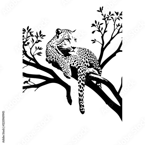 Cheetah On Branch Vector Logo Design