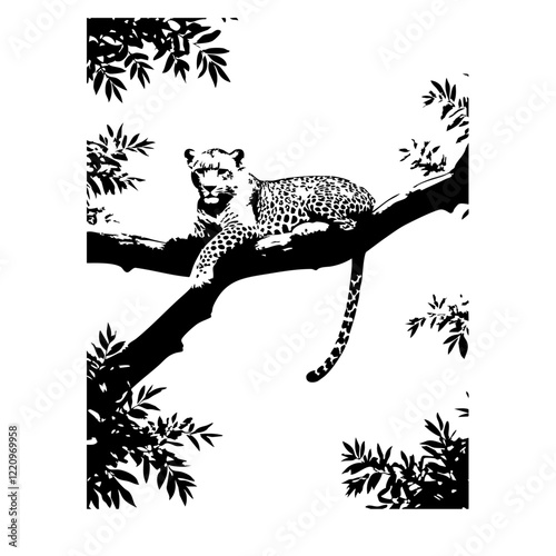 Cheetah On Branch Vector Logo Design