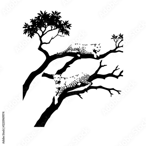 Cheetah On Branch Vector Logo Design