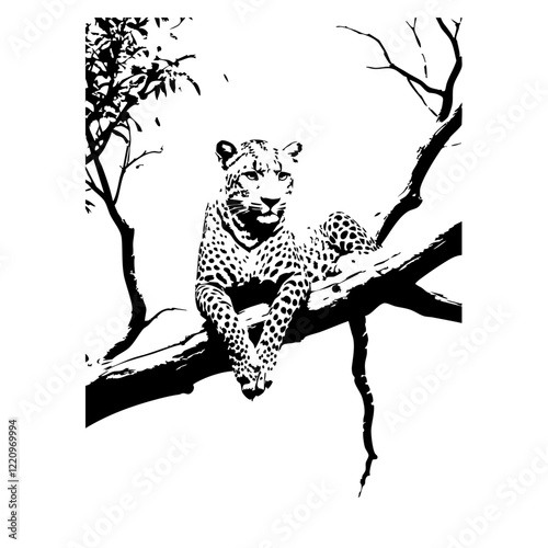 Cheetah On Branch Vector Logo Design