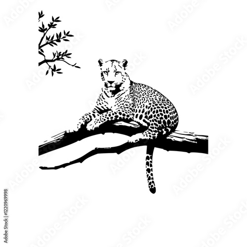 Cheetah On Branch Vector Logo Design