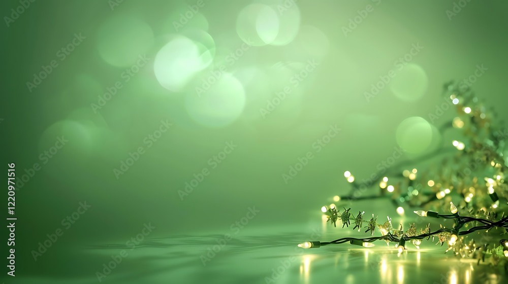 Glowing fairy lights on a soft green background, perfect for Christmas themes. Gentle light, realistic and high definition. Glowing fairy lights on a soft green background, perfect for Christmas themes. Gentle light, realistic and high definition.