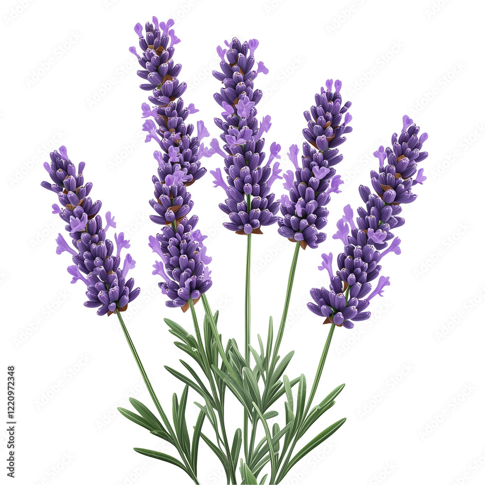 Naklejka premium Charming purple lavender sprig isolated on white background