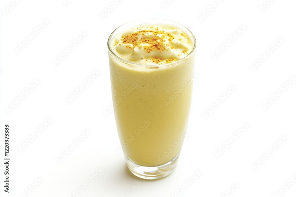 Delicious avocado smoothie served in a tall glass with whipped cream topping and a sprinkle of spice against a clean white backdrop Delicious avocado smoothie served in a tall glass with whipped cream topping and a sprinkle of spice against a clean white backdrop