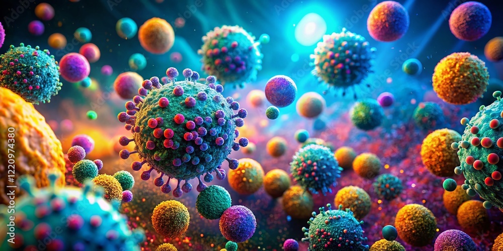 Fototapeta premium Microscopic Drug Delivery: Targeted Therapy Abstract, Nanomedicine, Cellular Transport