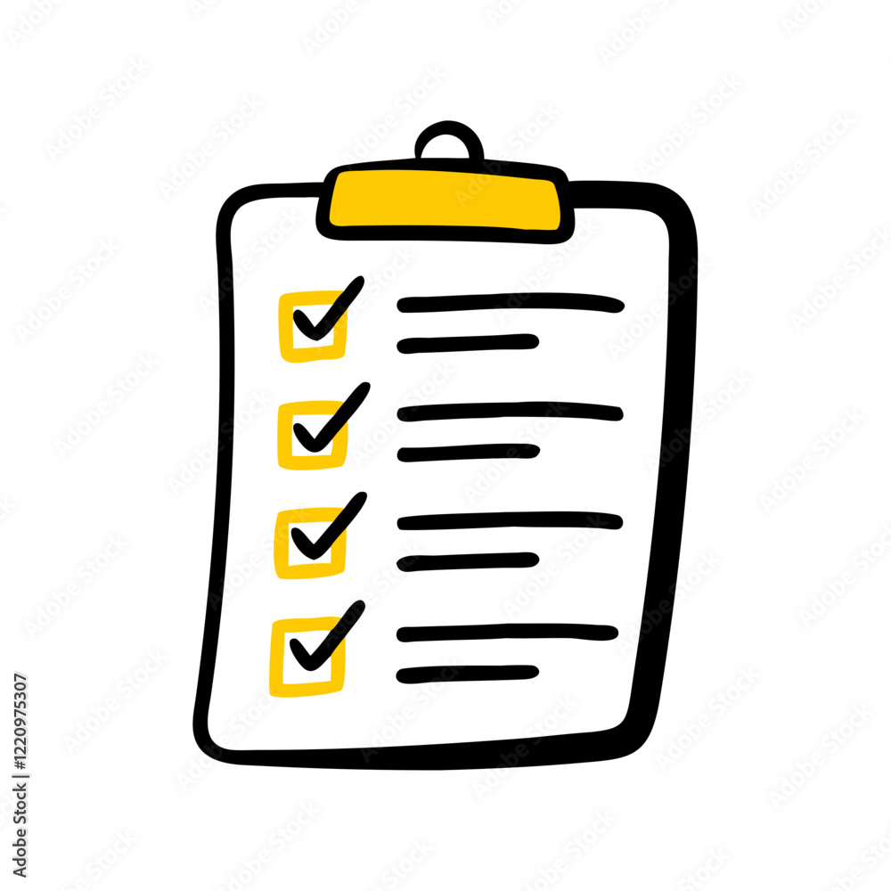 Checklist illustration with yellow highlights Checklist illustration with yellow highlights