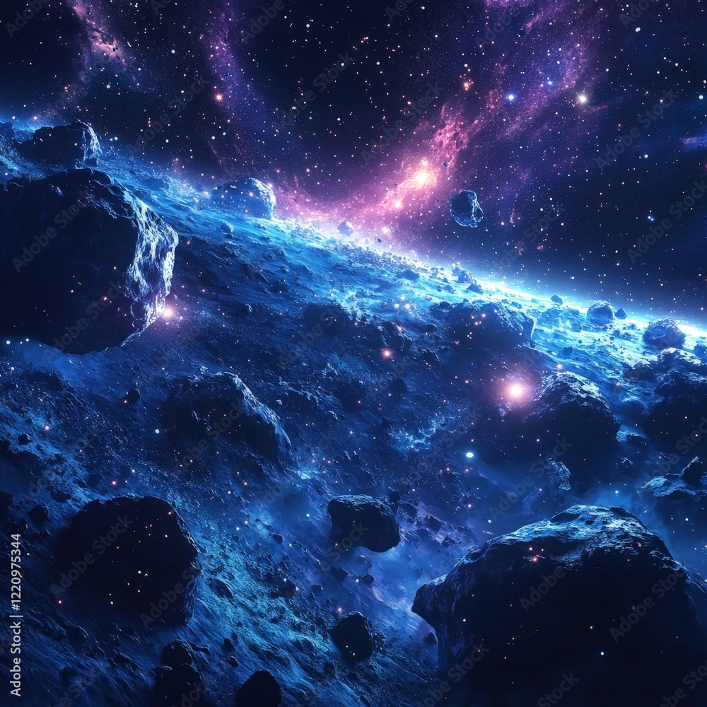 Fototapeta premium Asteroid Belt in Deep Space