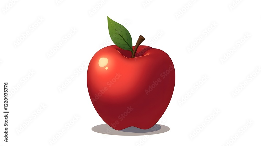Fototapeta premium Shiny Red Apple Illustration Digital Art