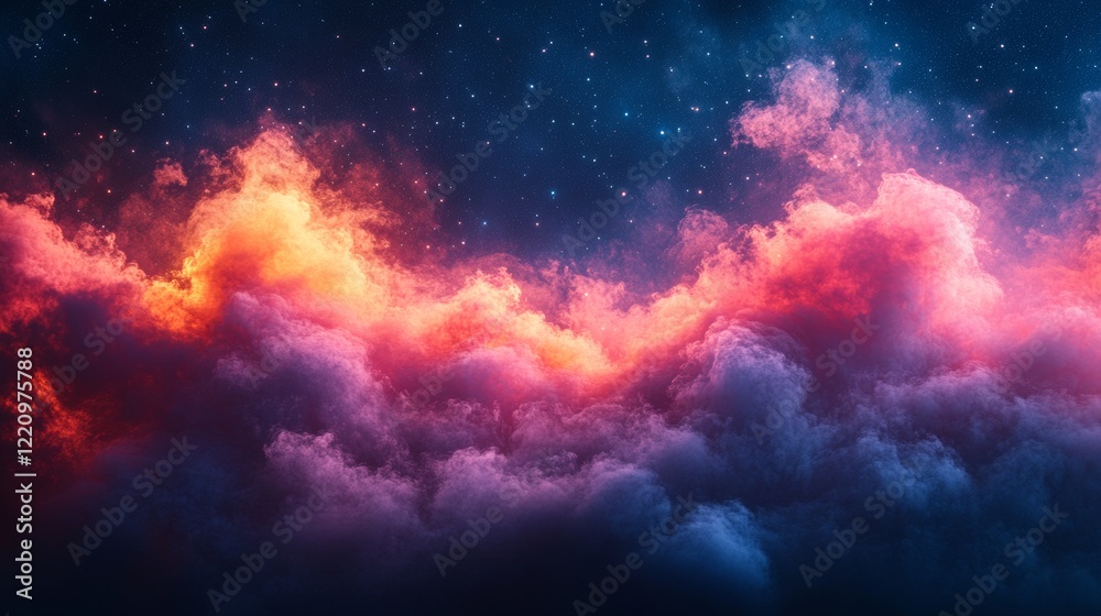 Fototapeta premium Surreal pink and blue clouds with glowing edges