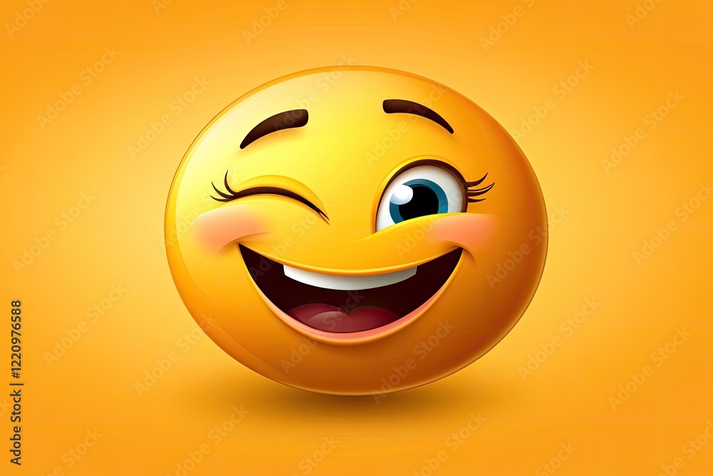 Fototapeta premium Winking Smiley Face Emoji Illustration Happy Fun