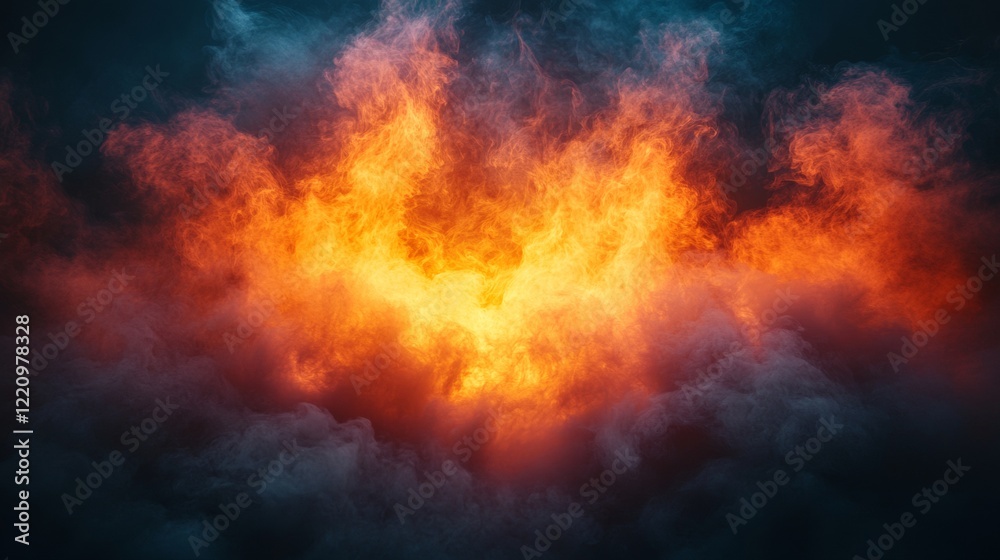 Fototapeta premium Fiery orange explosion in a dark sky