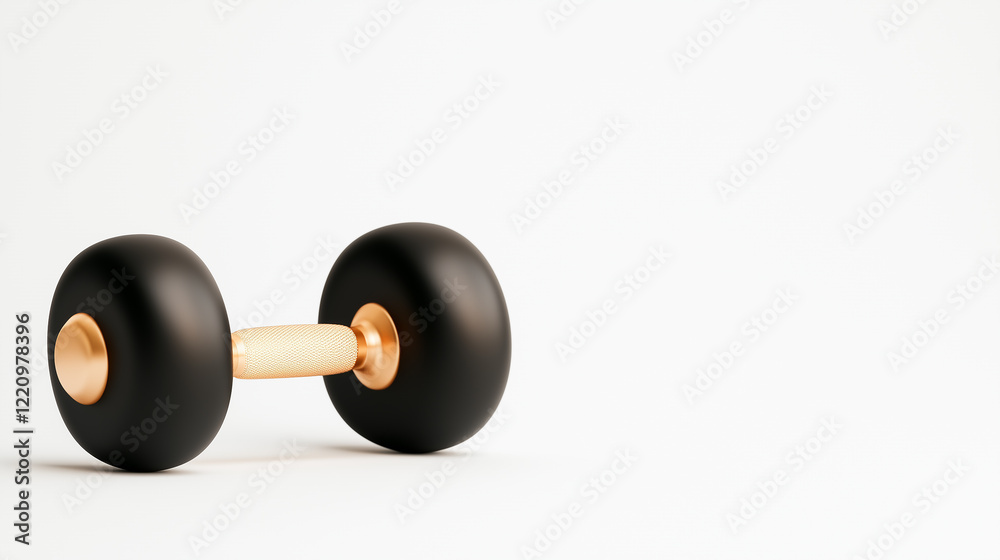 black and gold dumbbell isolated on white background black and gold dumbbell isolated on white background