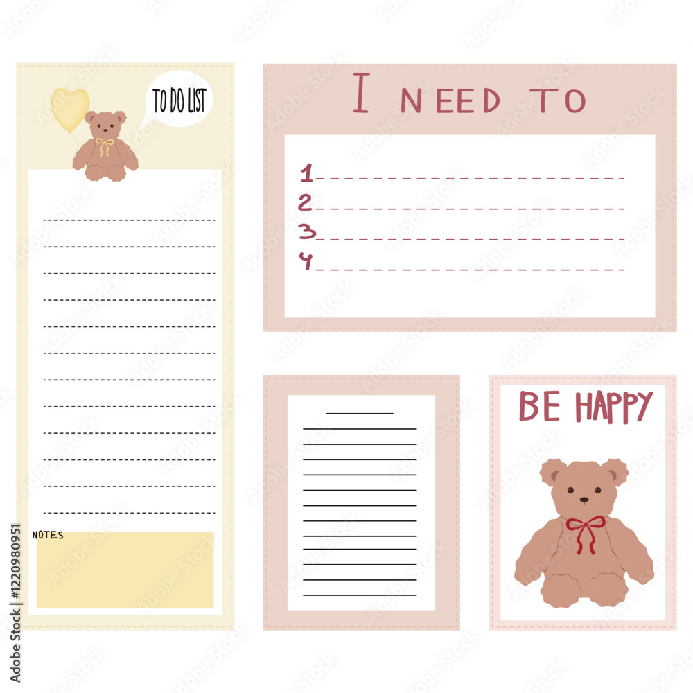 A set of stickers for notes. With cute bears. A set of stickers for notes. With cute bears.