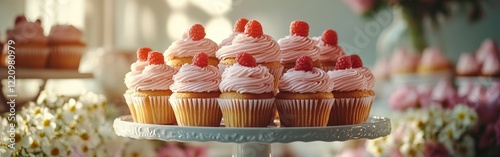 Festive Cupcake Tower with Strawberries