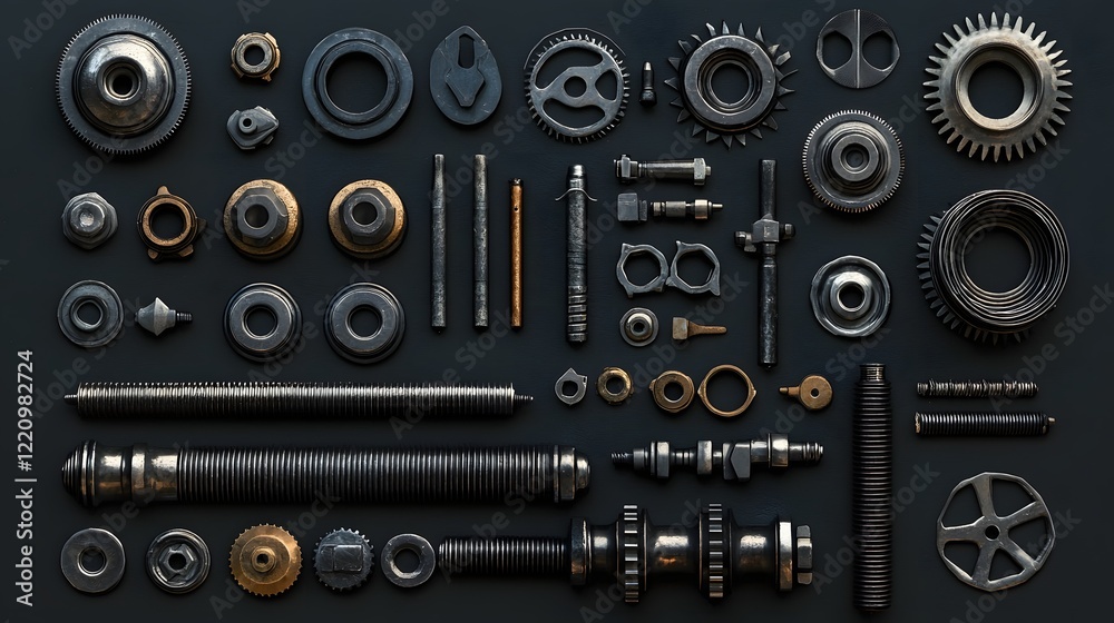 Precision Mechanical Arrangement of Tools Gears and Bearings in Clean Layout Precision Mechanical Arrangement of Tools Gears and Bearings in Clean Layout
