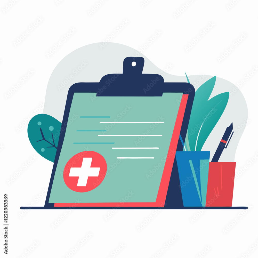 Medical clipboard with health icon in flat design Medical clipboard with health icon in flat design