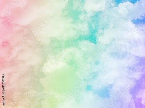 beauty sweet pastel red and green colorful with fluffy clouds on sky. multi color rainbow image. abstract fantasy growing light