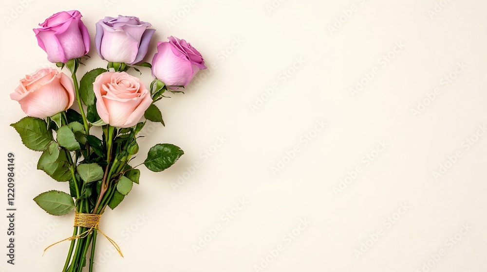 Elegant Bouquet of Colorful Roses on Soft Background Elegant Bouquet of Colorful Roses on Soft Background