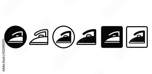 iron dry and steam icon symbol sign vector design black white color simple flat illustration collection 