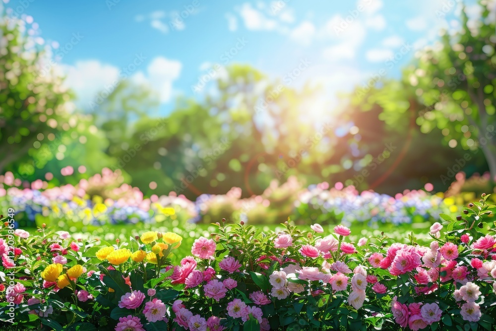 Detailed Picture of Beautiful Flowery Garden on a Sunny Day Detailed Picture of Beautiful Flowery Garden on a Sunny Day