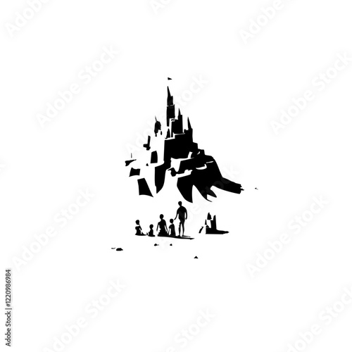 Adventurers Approaching a Mountain Fortress