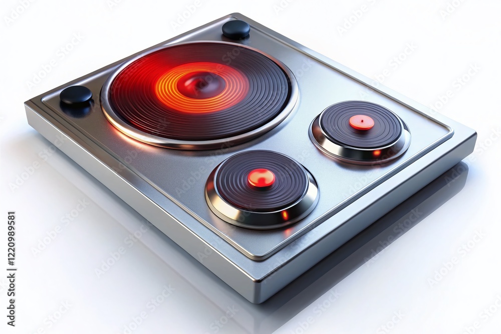 Fototapeta premium Modern Electric Kitchen Cooktop, Isolated White Background - High-Resolution Stock Photo