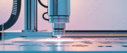 Laser cutting machine engraves various shapes.
