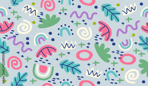 Colorful cute doodle pattern background vector design
