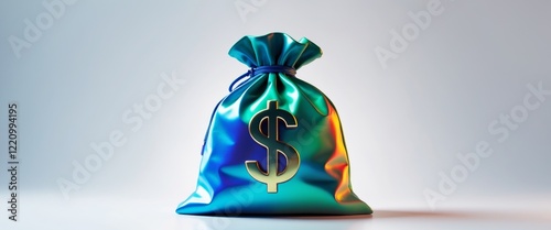 Vibrant Digital Artwork of Money Bag with Dollar Sign photo