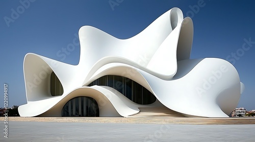 Wallpaper Mural Modern white architectural building, sunny exterior, city background Torontodigital.ca