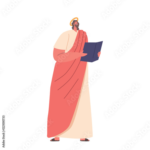 Jesus Stands With Notes In Hands, Leading A Celestial Choir In Harmonious Choral Singing, Emanating Divine Energy