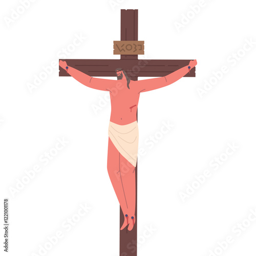 Jesus Crucifixion, Pivotal Event In Christian History, Symbolizing His Sacrifice And Redemption, Vector Illustration