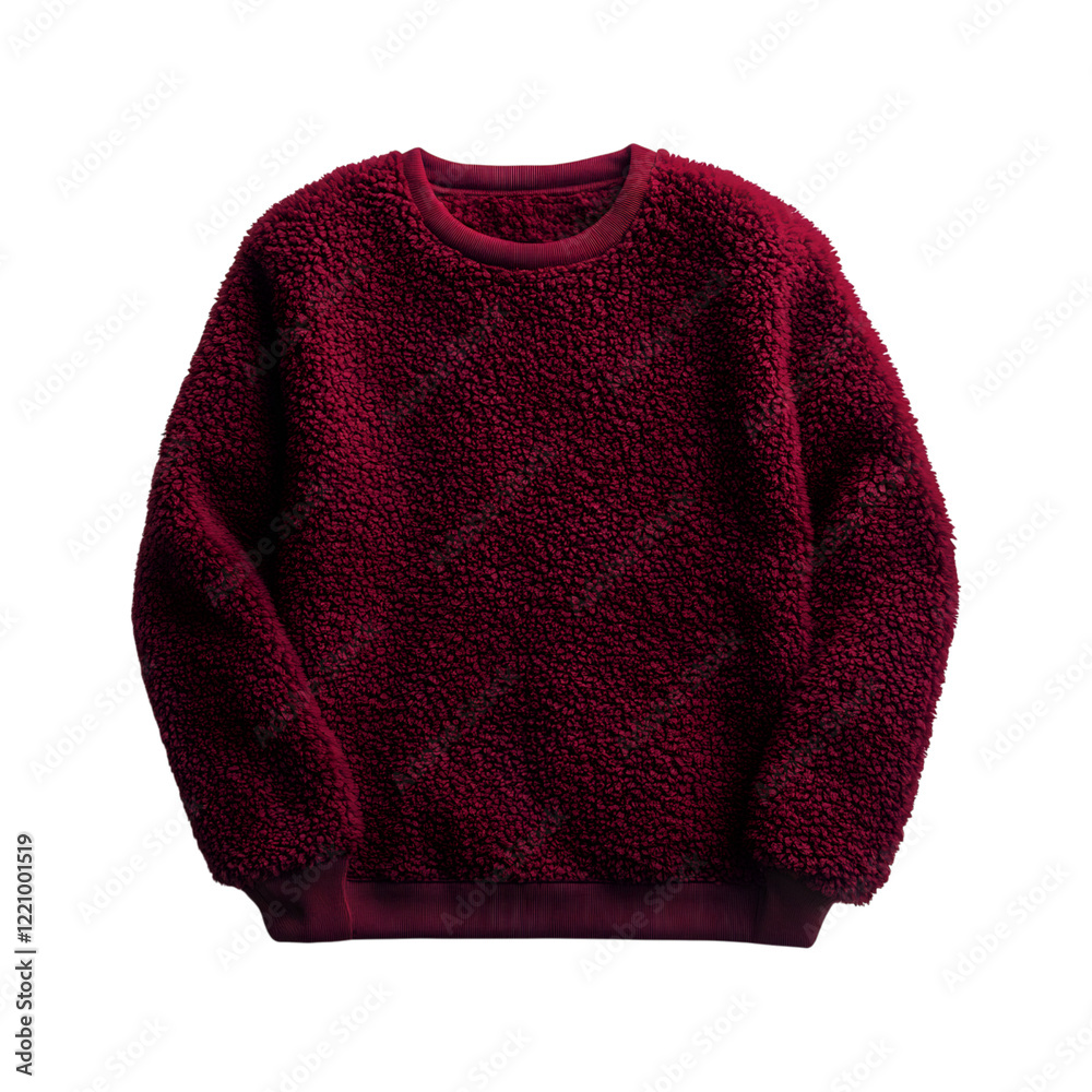 Cozy Fleece Pullover in Deep Burgundy Isolated on Transparent Background Cozy Fleece Pullover in Deep Burgundy Isolated on Transparent Background