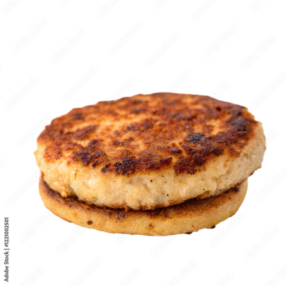 crispy chicken burger patty on transparent background