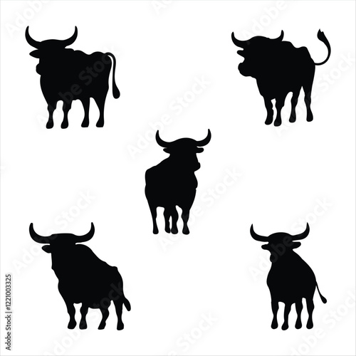 Minimalist Collection of Bull Silhouettes