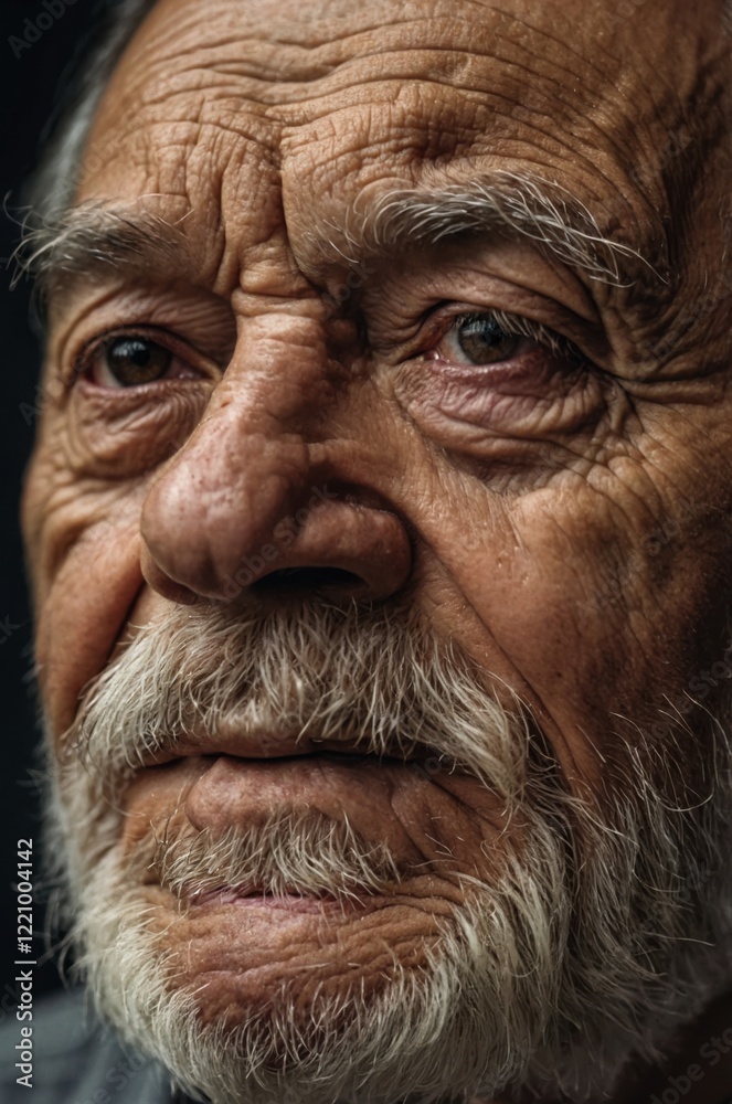 Close-up portrait of an elderly man's weathered face, showing lines of age and experience. His gaze is intense, conveying a lifetime of stories. Close-up portrait of an elderly man's weathered face, showing lines of age and experience. His gaze is intense, conveying a lifetime of stories.