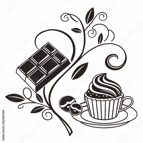 Chocolate Day vector silhouette black design white background