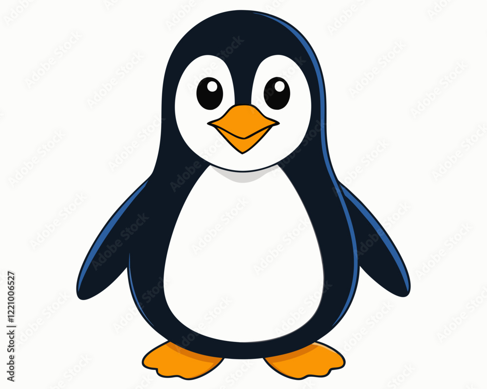 Obraz premium penguin black outline, vector illustration, white background