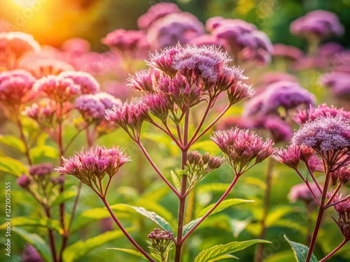 Panoramic View of Hemp-Agrimony (Eupatorium cannabinum) Blooming in a Meadow photo