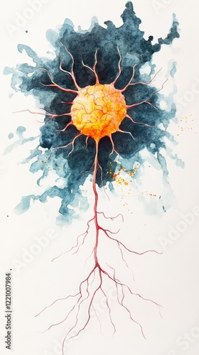 Sparks of neural activity attempting to counter decay, brain rot mental stimulation, copy space