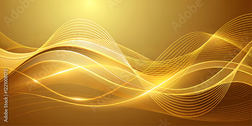 Abstract golden background and luxury golden lines shining with golden sparkles. Designed for use as a backdrop for messages or products.
